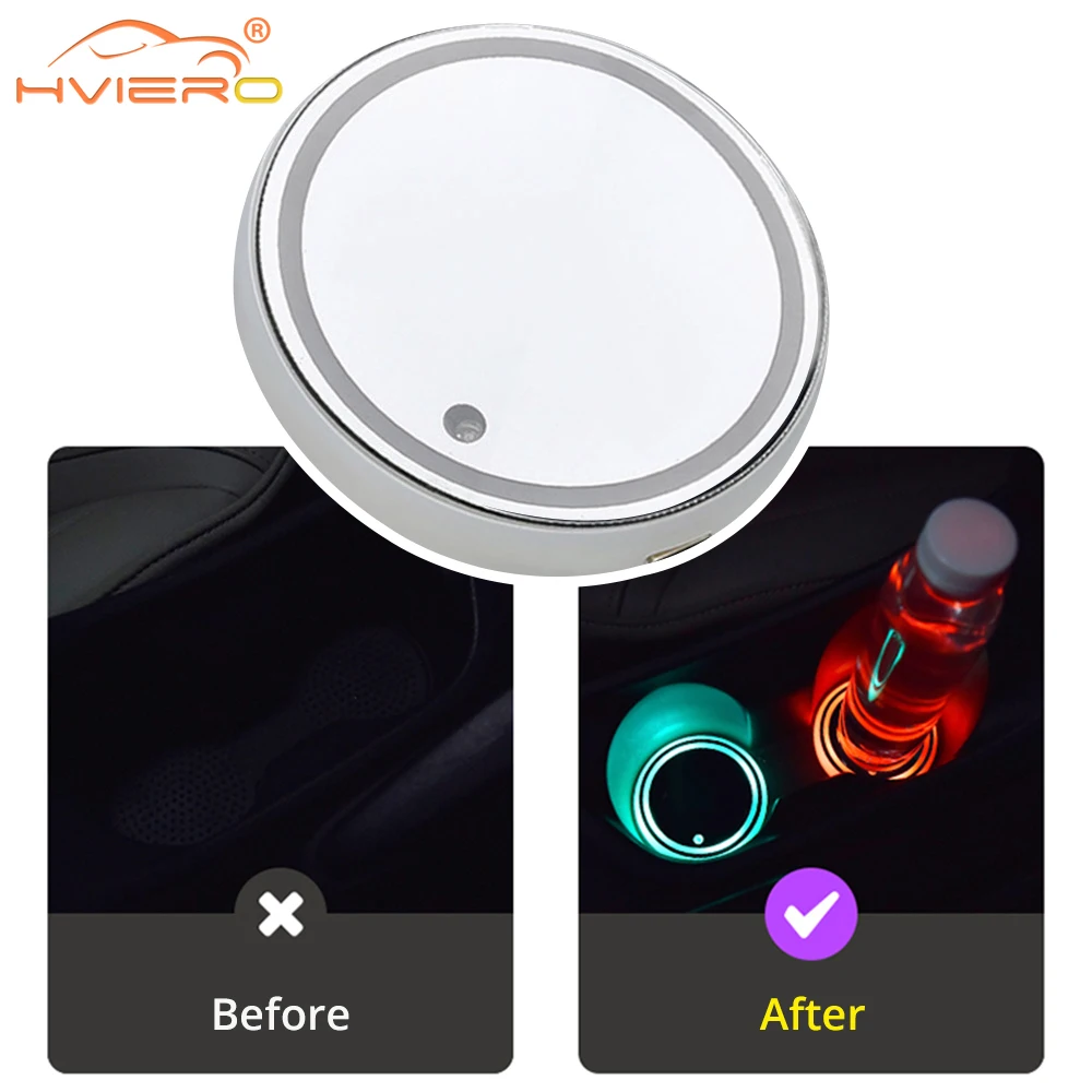 

1Pcs Auto Led Car Cup Holder Bottom Pad LED Hub Lamp Cover Trim Atmosphere Welcome Light Anti-slip Mat Interior Colorful Coaster