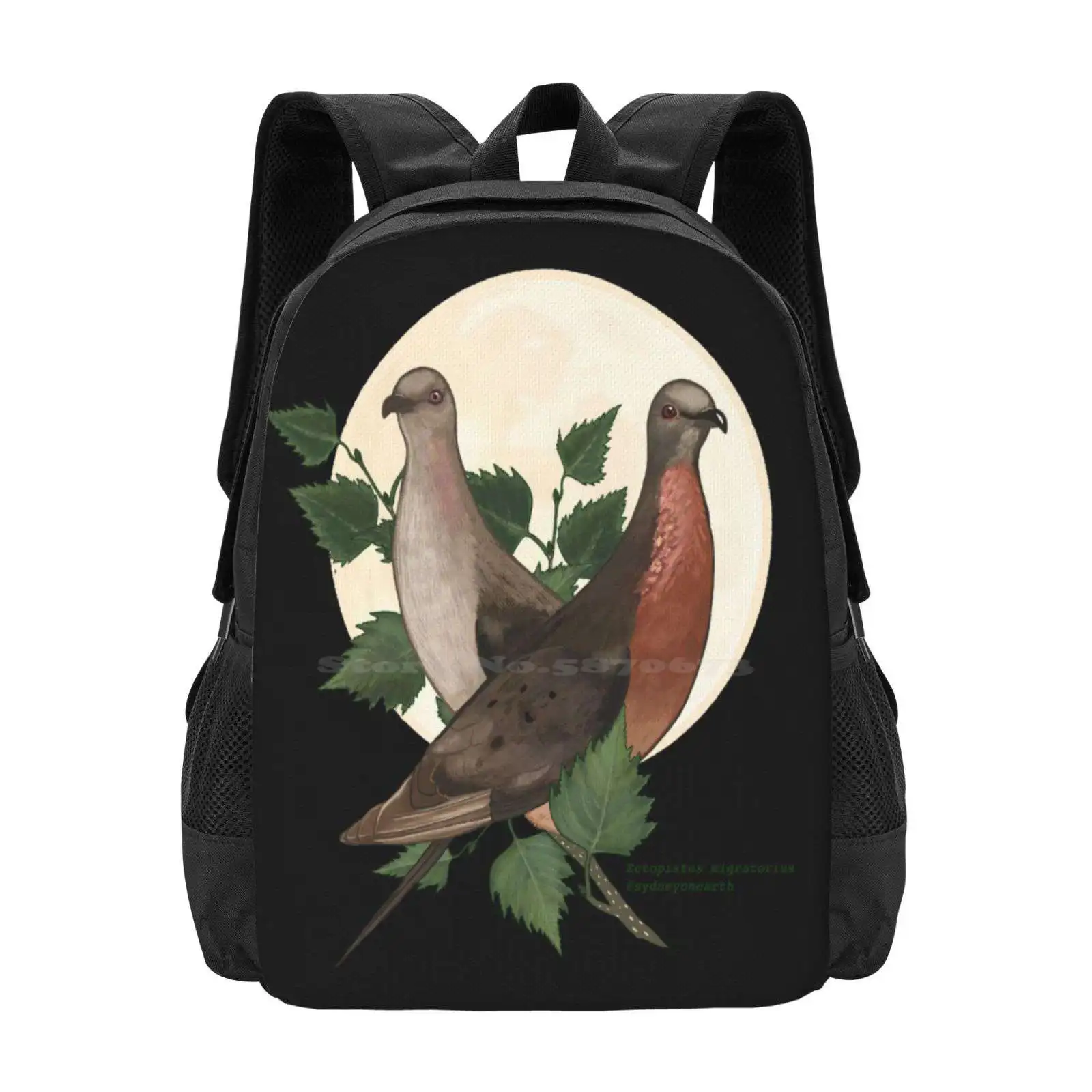 Passenger Pigeons 2022 Teen College Student Backpack Pattern Design Bags Extinct Animals Ornithology Birds Illustrative Vintage