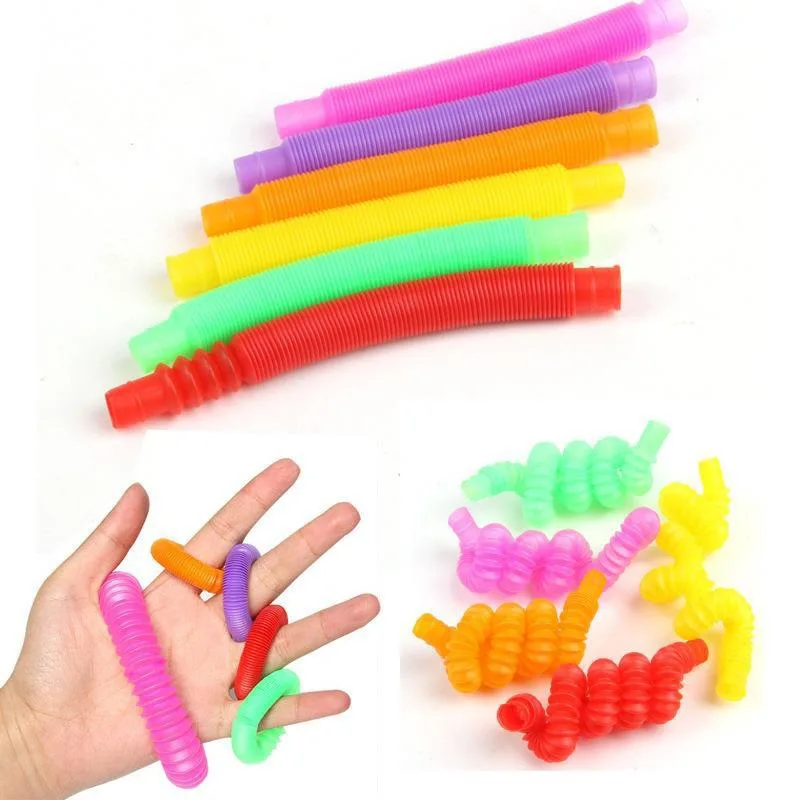 9 PCS Mini Pop Tube Children's Sensory Toy Creative Magical Plastic Bellows Squeeze Foldable Fidget Stress Relief Toy 1.2cm