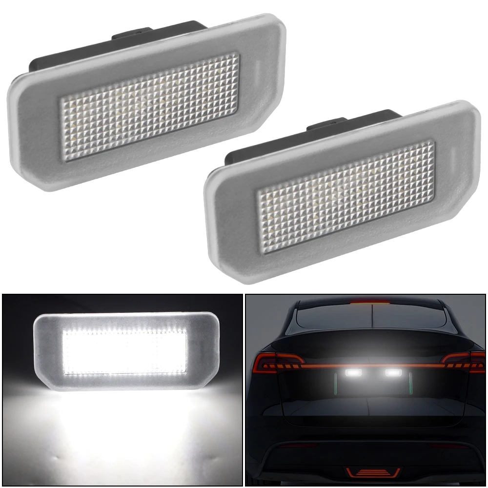 2Pcs/Set Car Accessories 13.5V 5700K For Tesla Model 3 Model Y Car License Number Plate Lights Lamp Accessories Upgrade LED