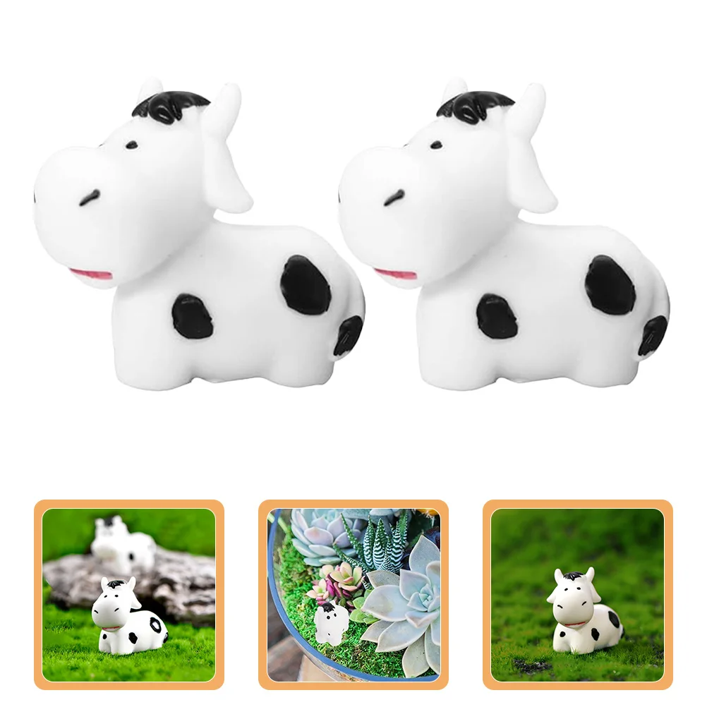 10 шт., мини-корова, смоляные украшения для сельскохозяйственных животных, сказочный садовый топпер для торта, крошечные украшения в виде коровы, домашние и уличные горшечные растения «сделай сам»