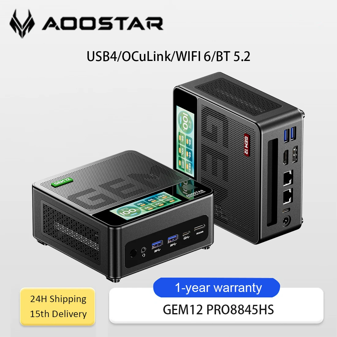 EOVOE Mini PC Gamer GEM12+ Ryzen 7 8845HS Windows 11 Pro 32GB DDR5 1T SSD WiFi 6 BT5.2 Desktop Gaming Computer Mini Pc Work