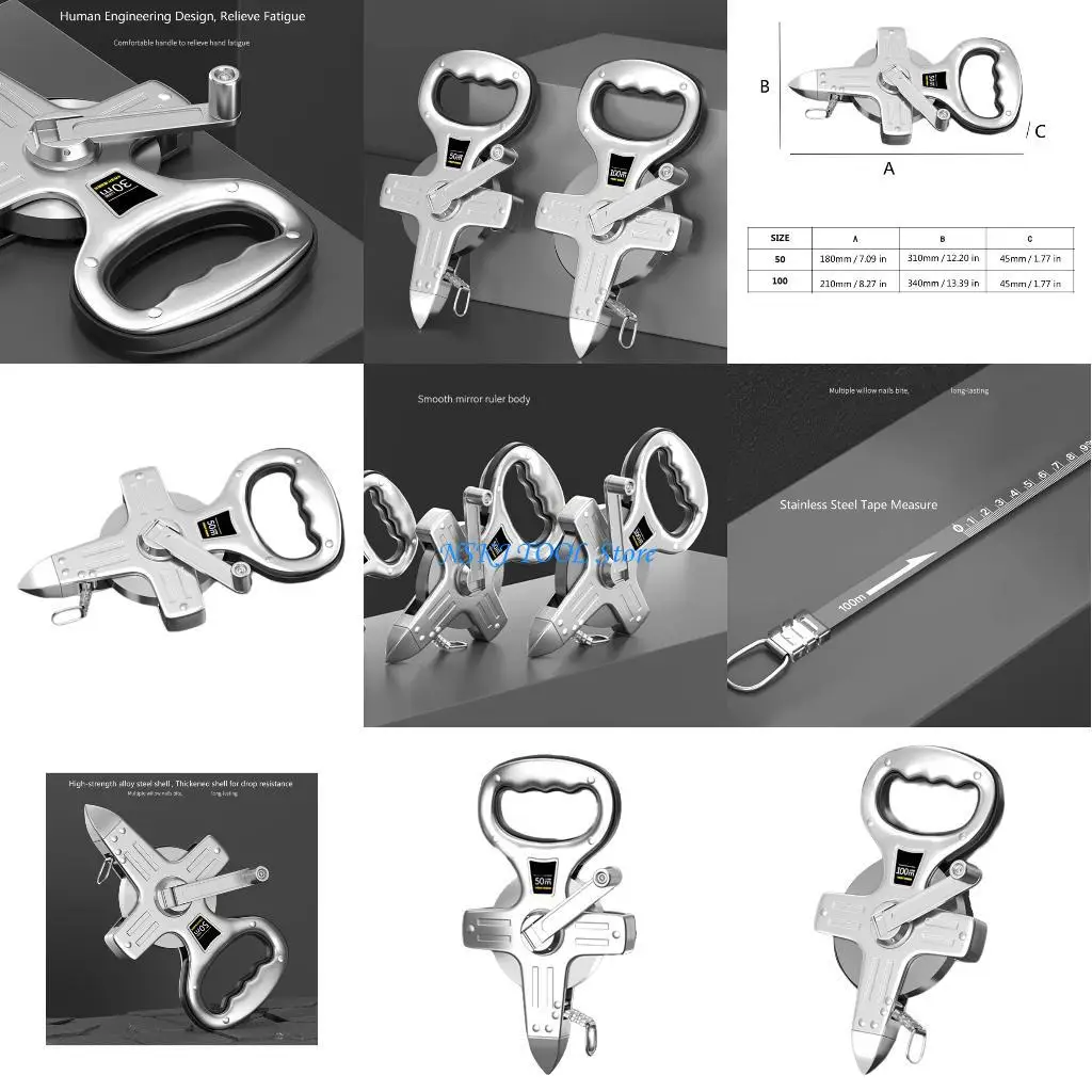 

L8RC Steel Construction Tape Measure 50m and 100m Option Accurate Site Surveying Tool