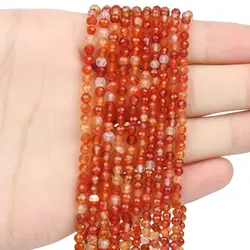 Natural Stone Red Carnelian Beads 2 3 4mm Faceted Agates Small Waist Seed Round Beads for Jewelry Making DIY Bracelet Necklace