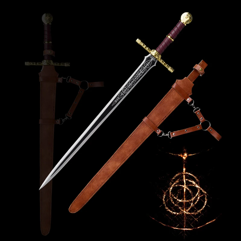 Espada Decorativa, Adorno para el Hogar, Espada del Juramentado con Funda de PU, Hoja de Acero, Espada de Metal, Réplica de Espada Medieval