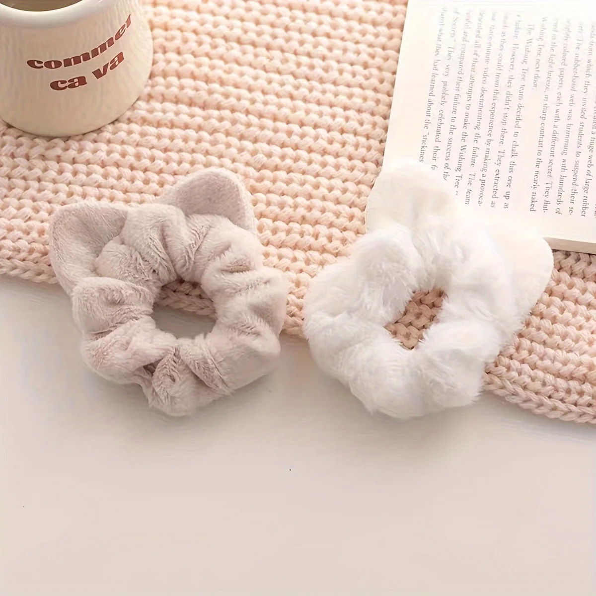 Cute Plush Hair Tie Cartoon Cat Ears Versatile Elastic Headband Female Simple Large Intestine Hair Tie Girl Headwear Daily Wear