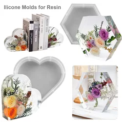 Large Silicone Molds Epoxy Resin Casting Molds Hexagon/Heart Shape Mould DIY Flower Preservation Art Craft Tools Gift