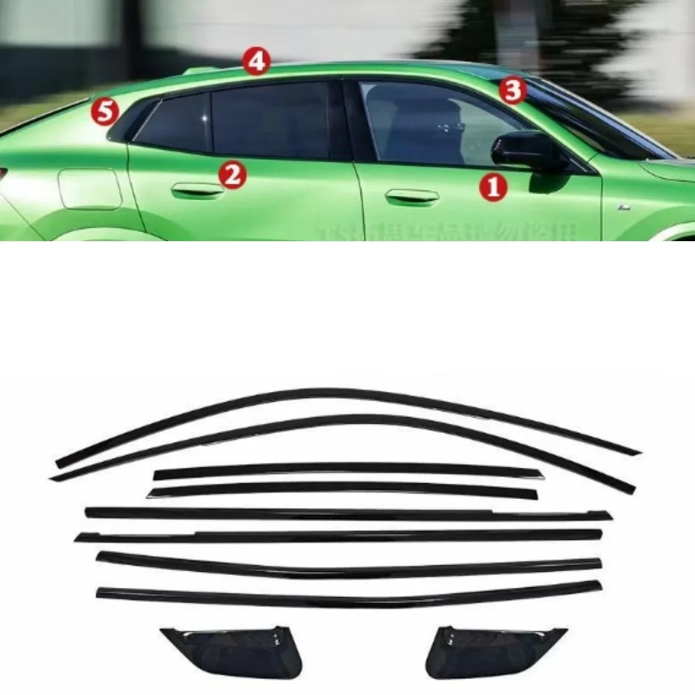 Bright black stainless steel window trim For BMW X2 2024
