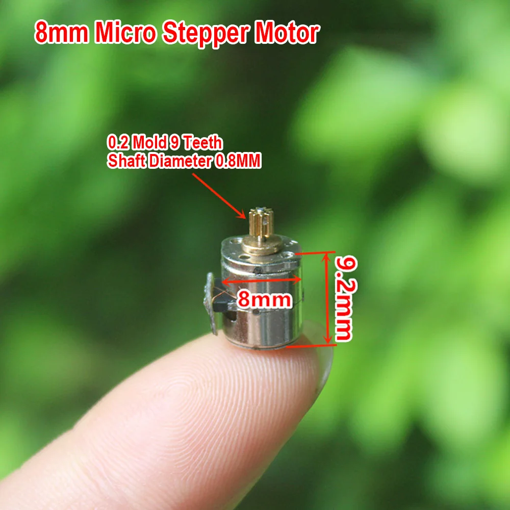 10PCS Precision 8MM Micro Mini Stepper Motor 2-phase 4-wire W/Metal Gear 9T 0.2M for  Digital Electrical Appliances Appliances