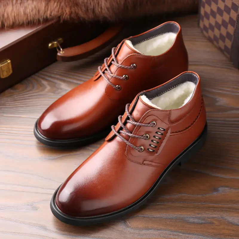 New Winter Boots Men Genuine Leather Shoes Warm Plush for Cold Winter Mens Ankle Boots Brand Male Footwear 2020 hju78