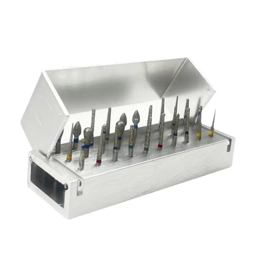 PIORPOY 30 Pcs/Set Dental Diamond Burs 1.6MM High Speed Handpiece Turbine Burs Placement Box Dentistry Burs Teeth Whitenining
