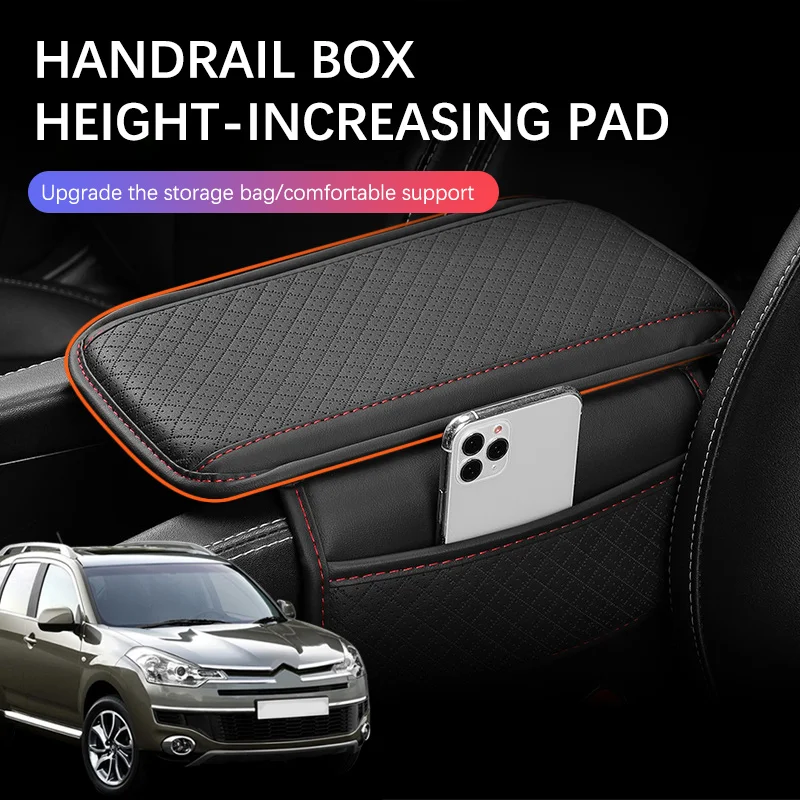 

Car Arm Rest Cushion Center Console Protection Cover Auto Armrest Box Pad Storage Pocket For Citroen C-Crosser Car Accessories