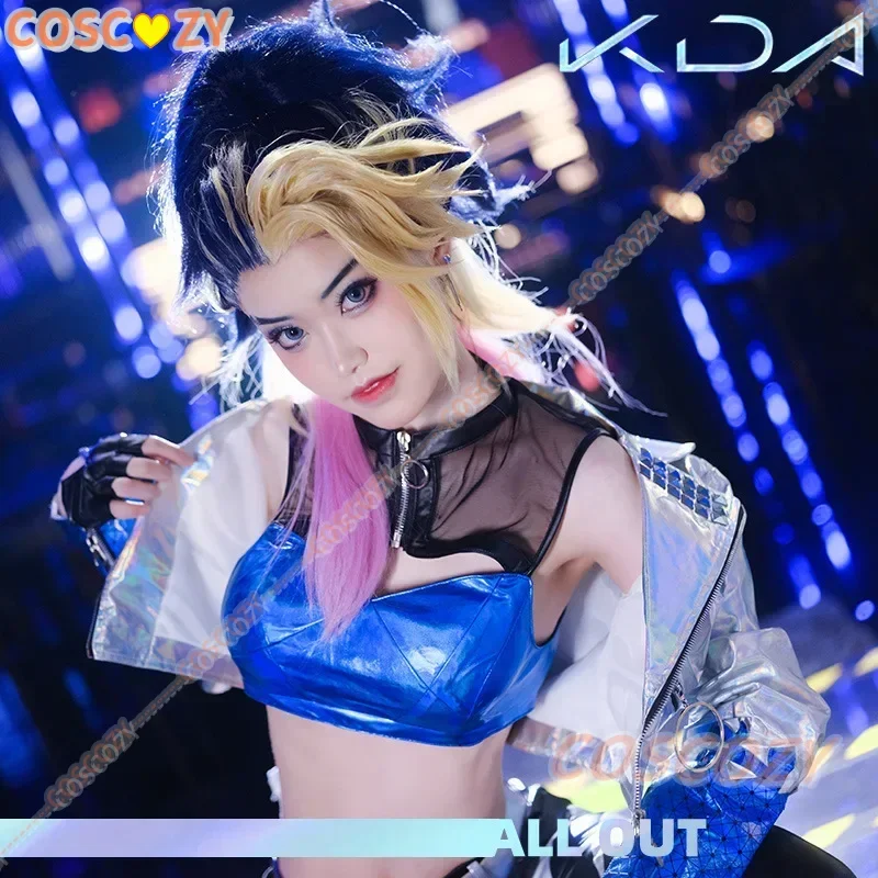 Game Girl Group K/DA Akali Cosplay Costume Fancy Costume Wig Battle Uniform for Halloween Convention