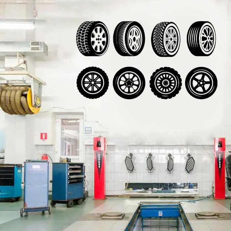 

Auto Service Vinyl Wall Decal Tires Decor Car Bikes Race Garage Stickers Removable Self-adhesive Mural Q176
