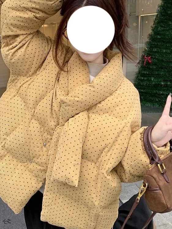 

Зимний вельветовый хлопковый тюнет, модный повседневный корейский шарф с дизайном в горошек, теплая верхняя одежда Long Sve Sta...