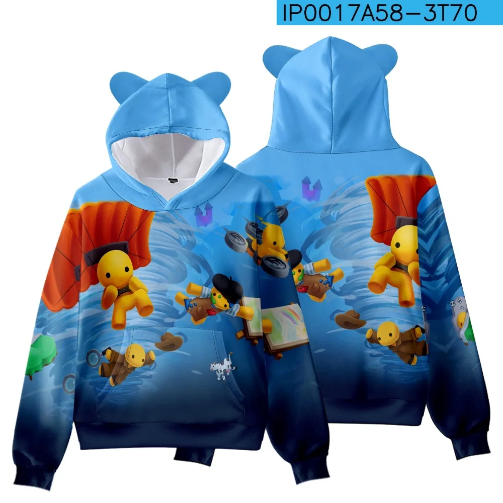Hot Game Wobbly Life Series Cat-ear Sweatshirt 3D Cartoon Print Mannen en Vrouwen Lichtgewicht en Warme Vrijetijdshoodie