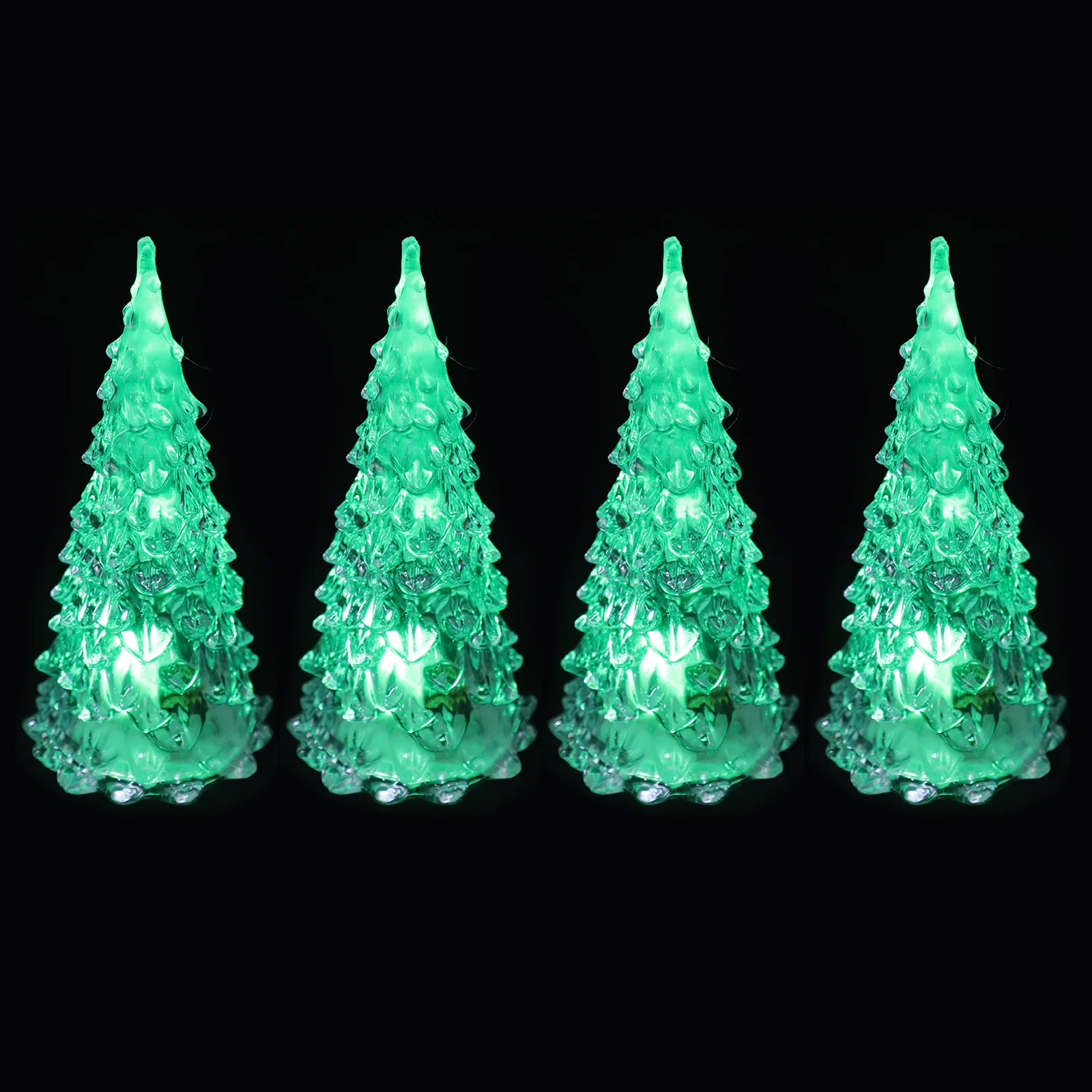 

4 Pcs Glowing Christmas Tree Small Decorations Mini Ornament Outdoor USB Tabletop Desktop Miniature Acrylic Lamps