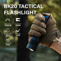 TOWILD BK20 Tactical Flashlight Rechargeable 5100lm Ultra Powerful Led Torch Self Defense Search Long Range 450m Led Flashlights