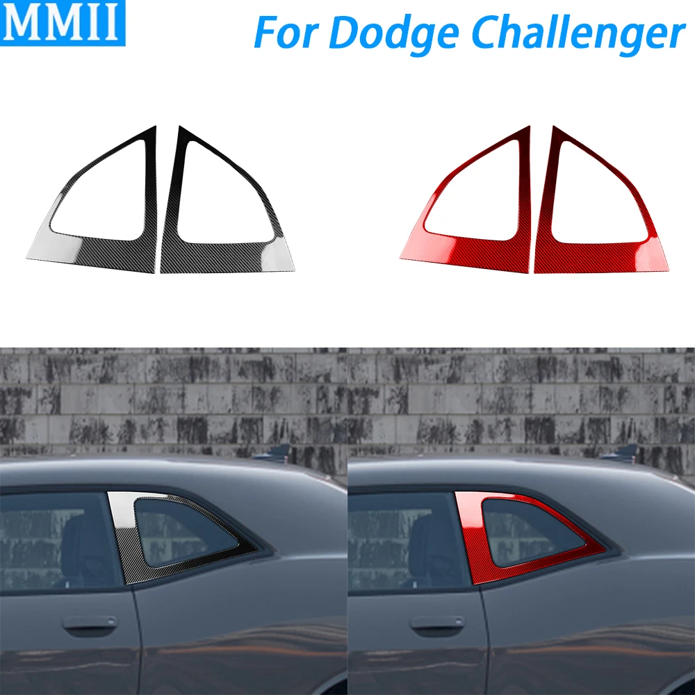 For Dodge Challenger 2015-2022 Real Carbon Fiber Front Rear Triangle Window Panel Trim Cover Car Interior Accessories Sticker