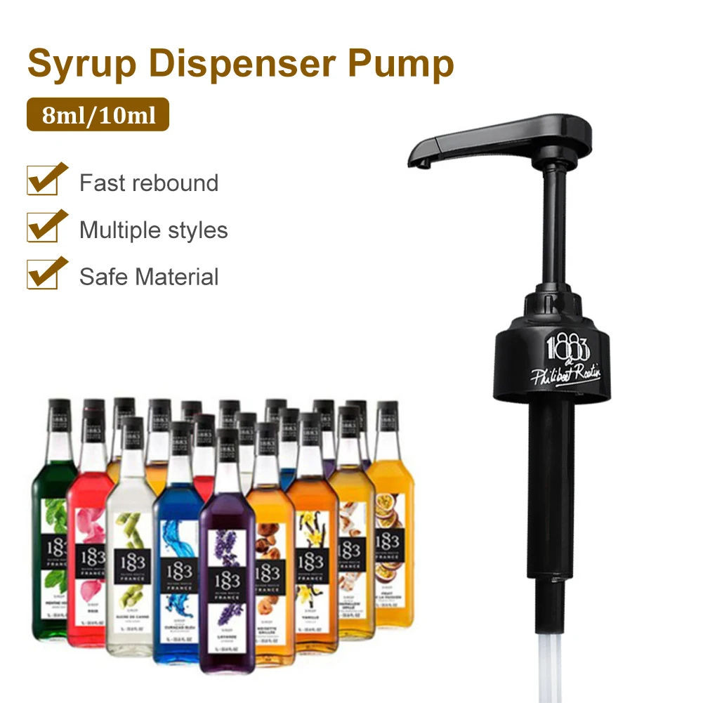 8/10ML Syrup Pump Juice Bottle Dispenser Black Liquid Dispenser for 1883 Monin Syrup Home Kitchen Bar Cafe Accessories