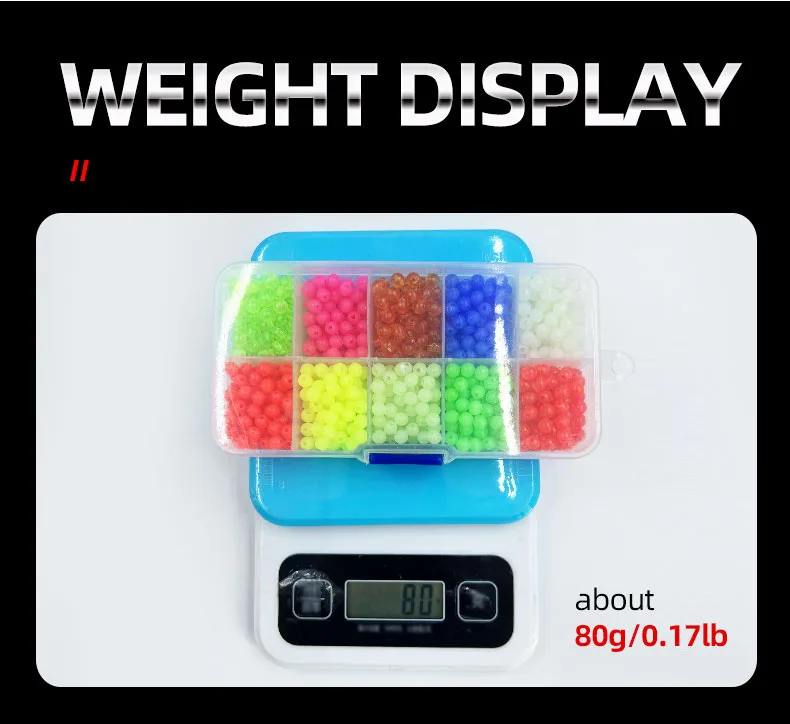 ShareShark 1000 Stück/Box leuchtende Angelperlen, 5 mm, rund, gemischte fluoreszierende Perlen, Köder, weicher Köder, Texas Rig, Angelzubehör – Detail 7