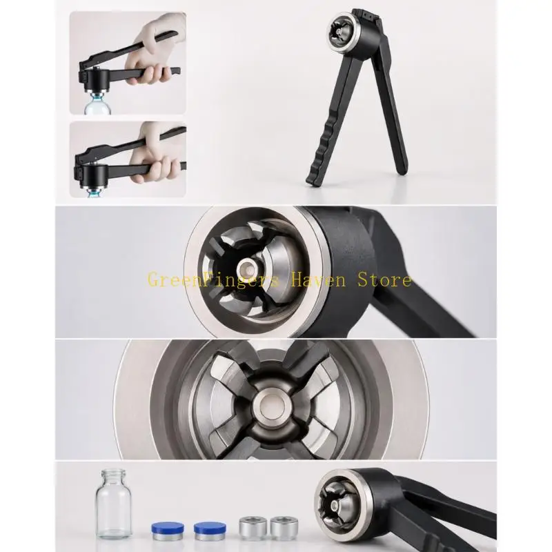 F68D Home Bottle Sealing Tool Manual Vial Crimper Cap Plier with Metal Body, Textured Handle and Steel Cap Head for Daily Bottle