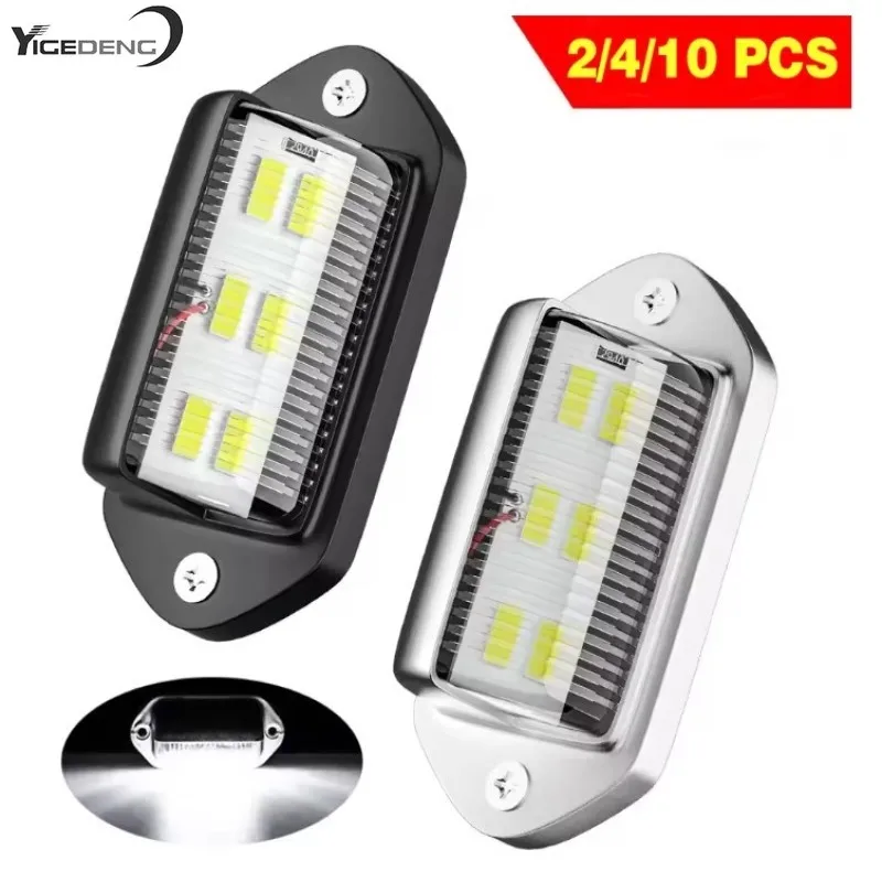 

2/4/10 PCS 12V DC White LED License Plate Light Waterproof 6-SMD License Plate Lamp Taillight For Truck SUV Trailer Side Lights