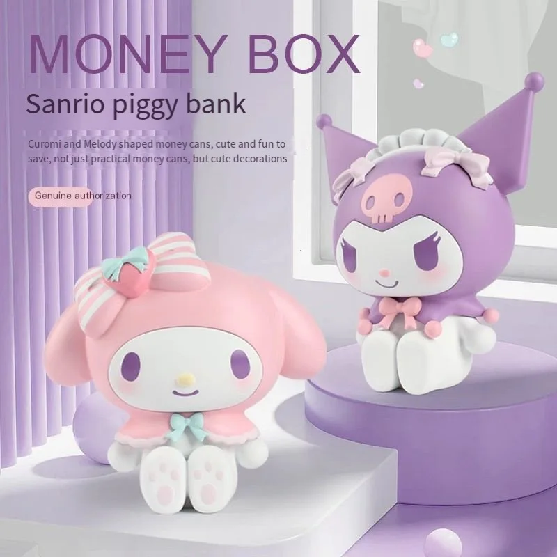 

Sanrio Kuromi Cute Piggy Bank Melody Cartoon Piggy Bank Financial Management Toys Desktop Ornaments Figure Girls Birthday Gift