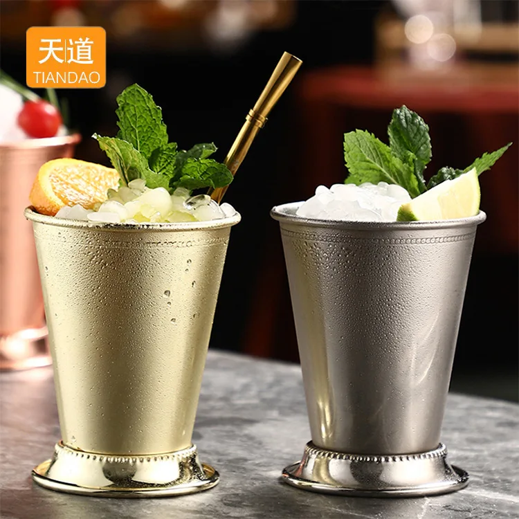 Curled Mint Julip Cocktail Glass Stainless Steel Metal Cold Drink Beer Juice Glass Bar Restaurant Universal  Decor