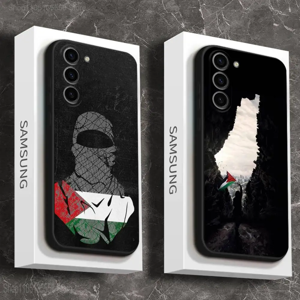 Casing Ponsel P-Palestine-es-F-Flag untuk Samsung Galaxy A 91,80,73,72,71,53,52,51,22,5G Sampul Hitam Lembut Tahan Benturan