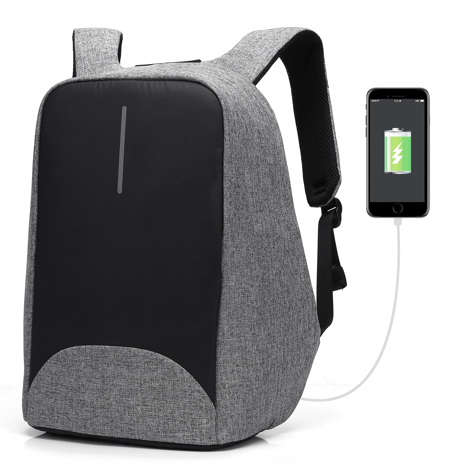 Fashion 15.6 Inch Laptop Backpack with USB Port Charging City Anti-theft Bag Functional Knapsack Light-weight Water-resistant