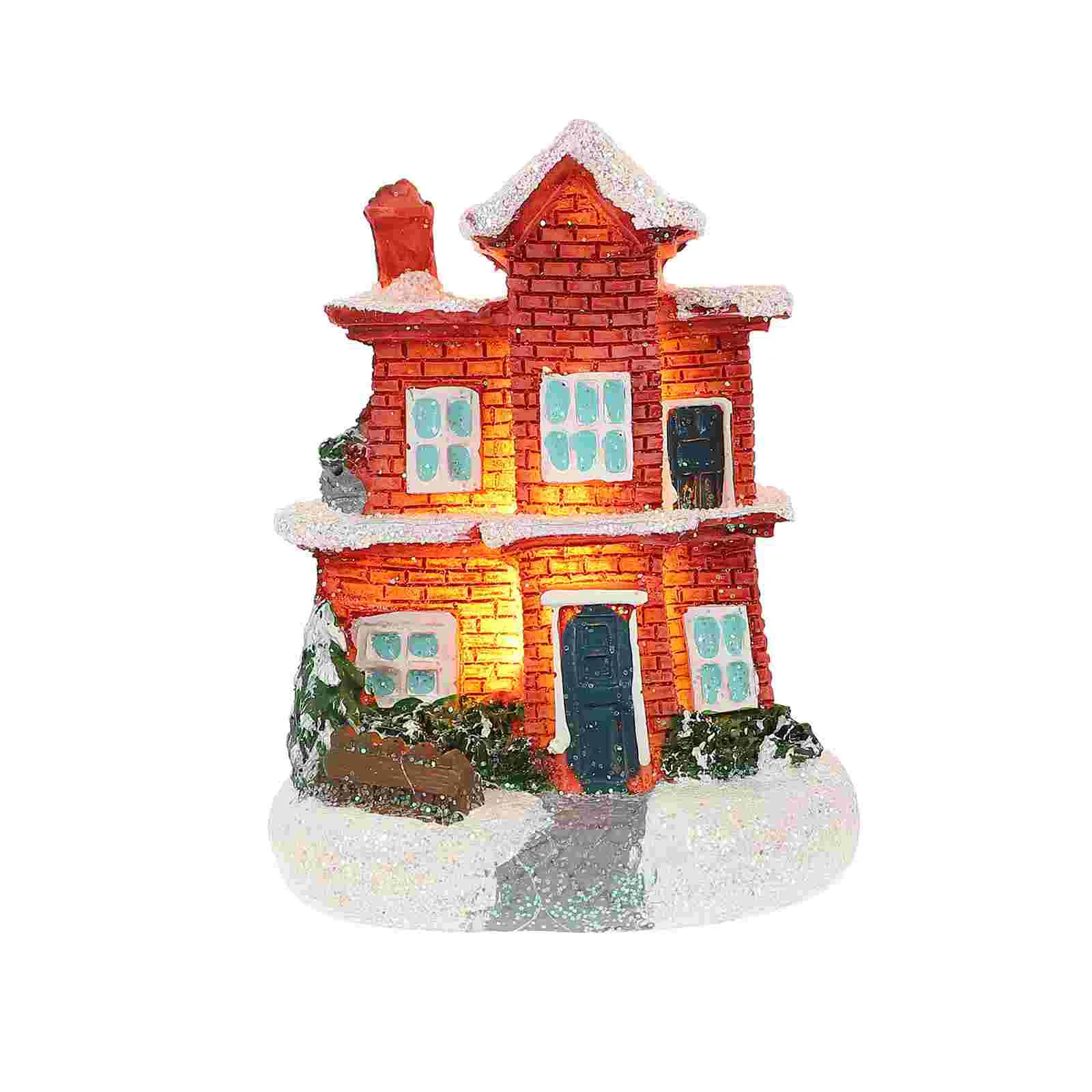 

Christmas House Lights Mini Landscape Decor Xmas Gifts for Stocking Stuffers Resin Micro Luminous LED