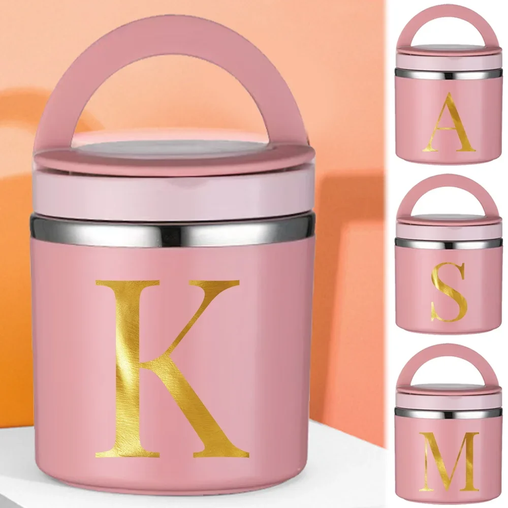 New Portable Letter Series Thermal Jar Insulated Soup Cup Small Children Worker Lunch Box Camping Picnic Simple Bento Lunch Box