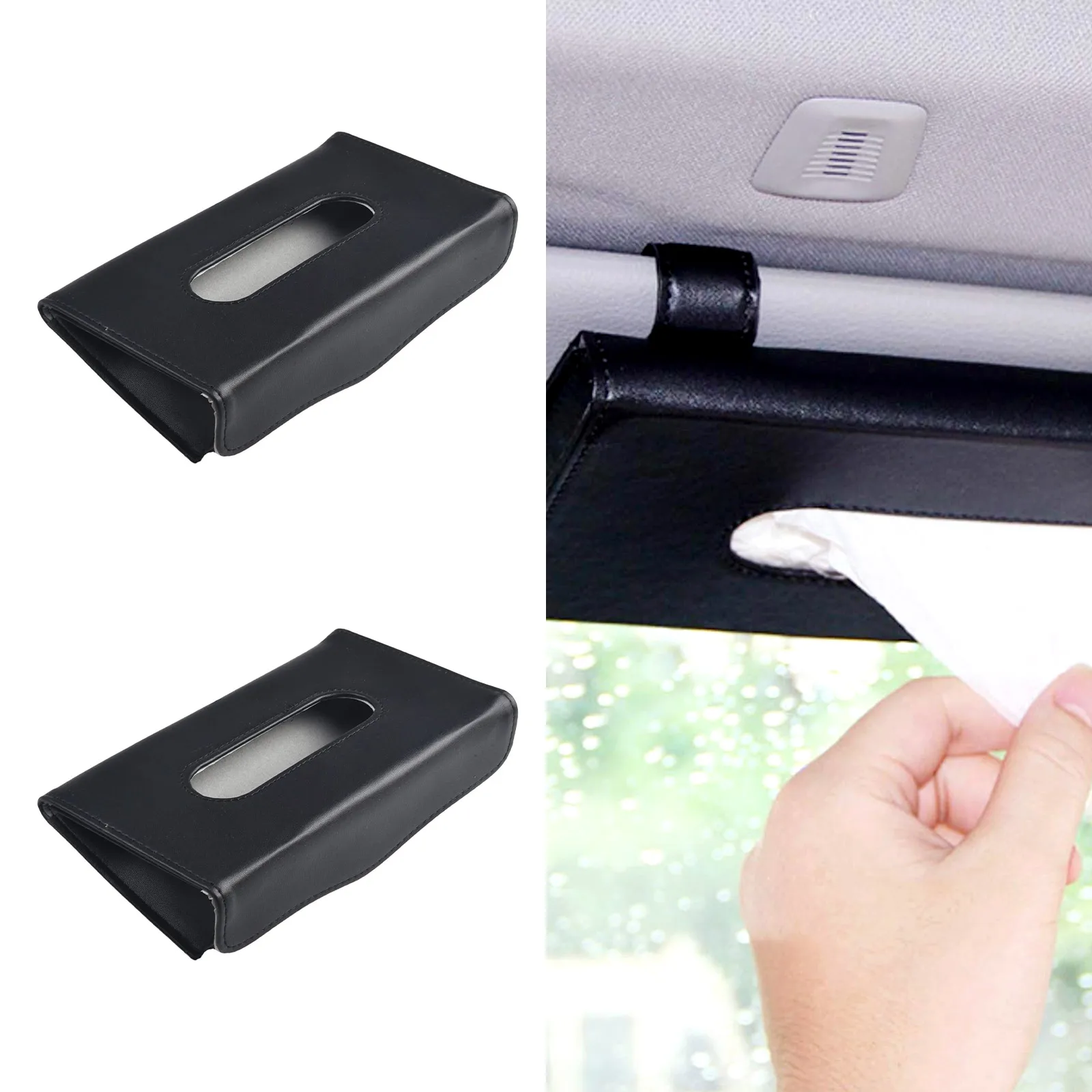 2Pcs Car Tissue Box Towel Sets Car Sun Visor Tissue Box Holder Auto Interior Storage Decoration For BMW Car Accessories