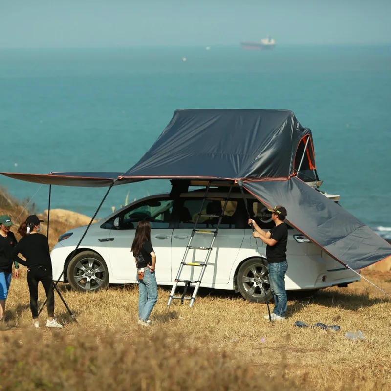 Quick-Open Oxford Soft Top Summer Camouflage Tent Double Person Car Roof Hydraulic Extension Canopy Sunshade Camping RV