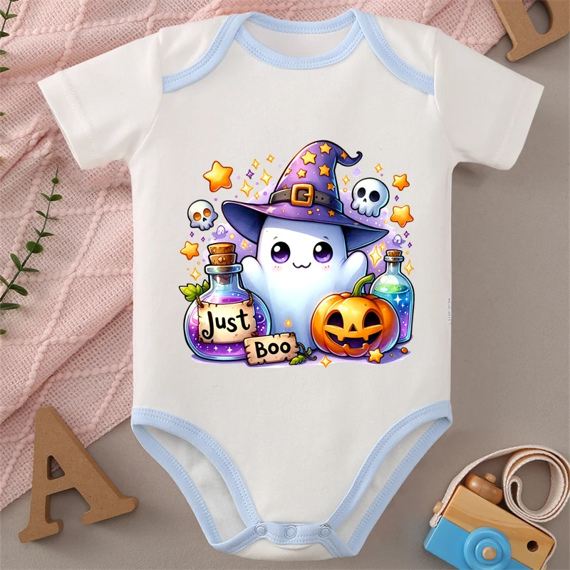 

MINISO Pure Cotton Happy Halloween Ghost Baby Cloths Jumpsuit Onesie Soft Bodysuit for 0-12 Months Newborn Best Gift for Baby
