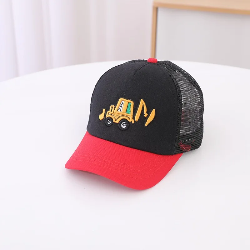 Korean Children \'s Sports Hats Toddler Baby Boy Baseball 2024 Summer Embroidered Excavator Outdoor Kids Hip Hop Caps Adjustable