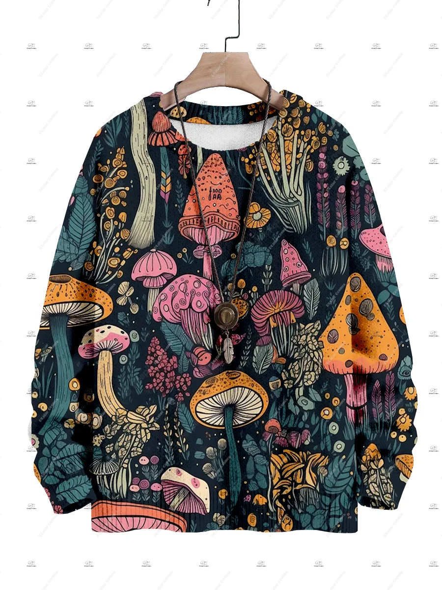 Christmas Cartoon Mushroom Pet Skull Sweater Graffiti Retro Vintage 3DPrint Pullover Harajuku Casual Unisex Winter Streetwear 12