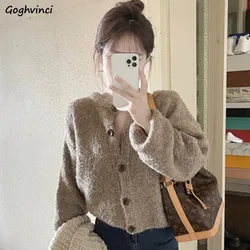 Cardigan Women Knitting Loose All-match Gentle Simple Chic O-neck Autumn Winter Coats Slouchy Single Breasted Female Stylish Ins