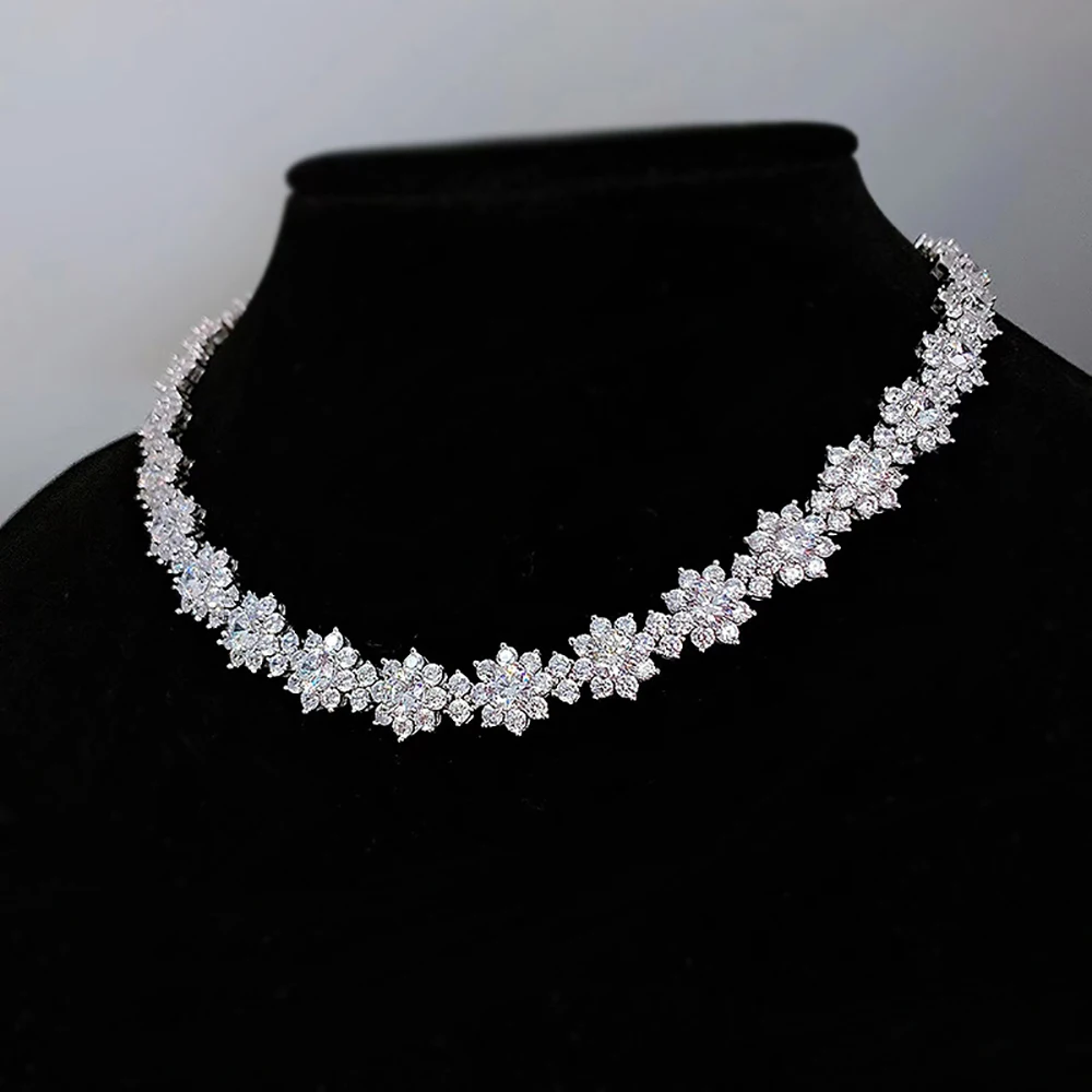 Collar de diamantes de alto carbono de serenidad, pulsera de circón 5A, pendientes de borla de plata de ley S925, placa de oro blanco de 18K, joyería fina