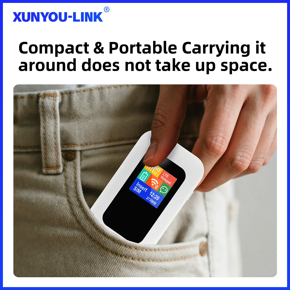 XUNYOU-LINK Cat 6 LTE Mobile WiFi Router 4G+ WIFI 6 Portable Hotspot with 3000mAh Battery High-Speed Internet Pocket WiFi Modem