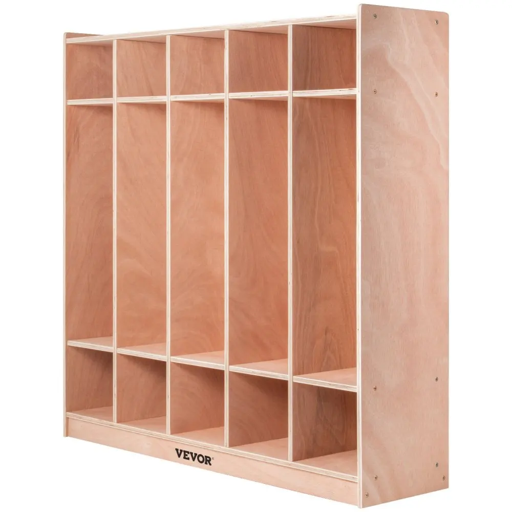 

5-Section Preschool Cubby Lockers Birch Plywood 15MM 48.4In High for Kids Home Classroom Use
