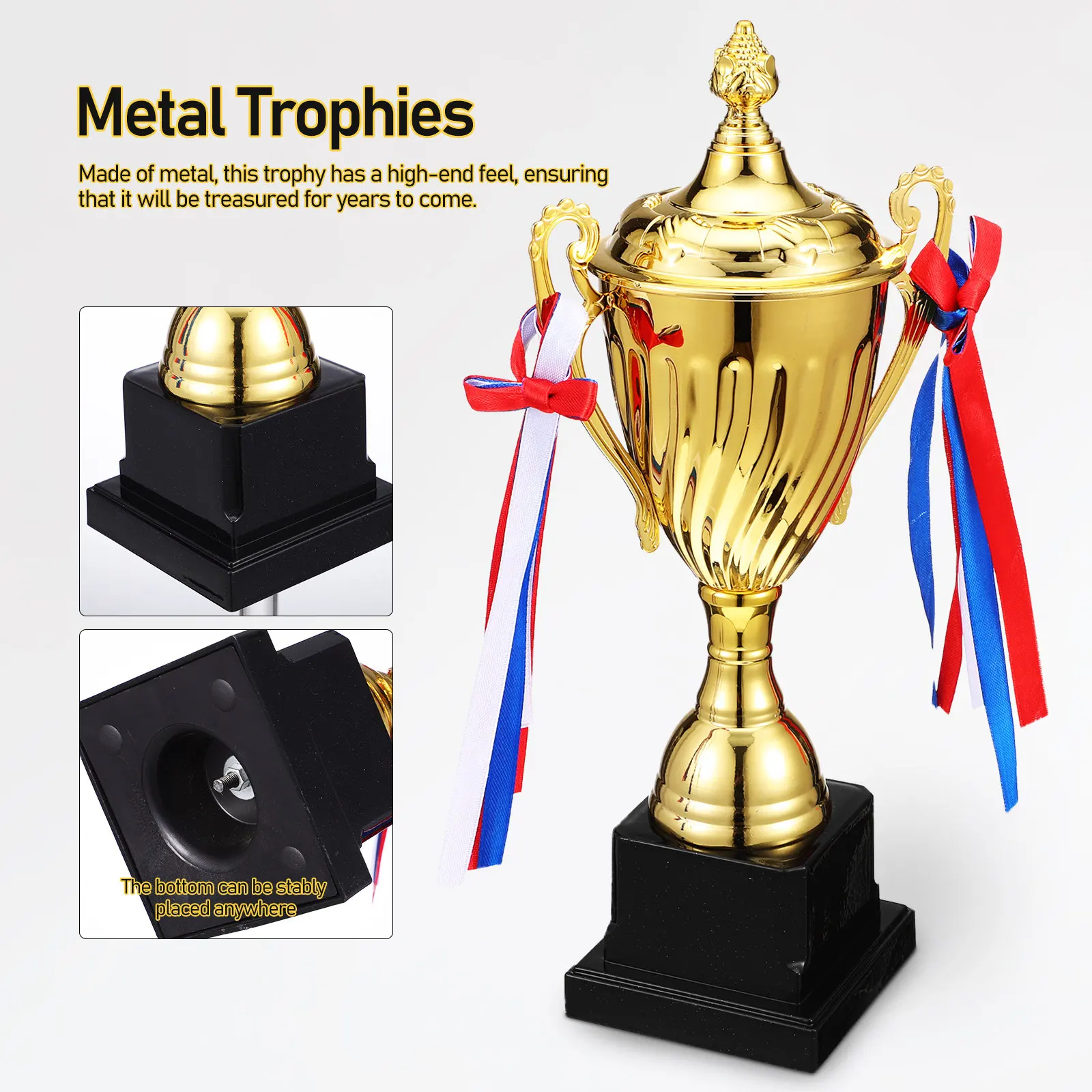 Metal Trophy Cup Large Size Sturdy Elegant Carved Design for Sports Awards Basketball Soccer Football Festival Celebration