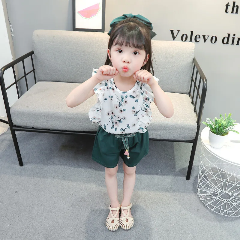 LILIGIRL Girls Clothes Set  Summer Fashion Sleeveless T-shirt+Shorts 2Pcs for Girl Children Kids Clothing Set Suit for 1-6 Years