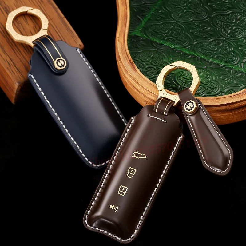 High-End Personality Genuine Leather Key Case Cover Protective Shell Bag Keychain For Great Wall WEY VV6 VV7 VV5 Car Accessories