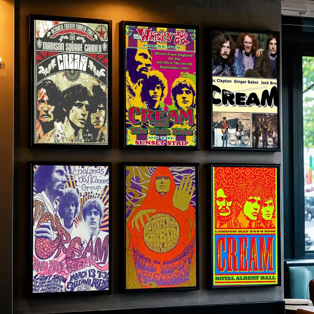 band C-Cream-M Poster Decorative Wall Art Sticker for Cafe Office Bedroom and Living Room