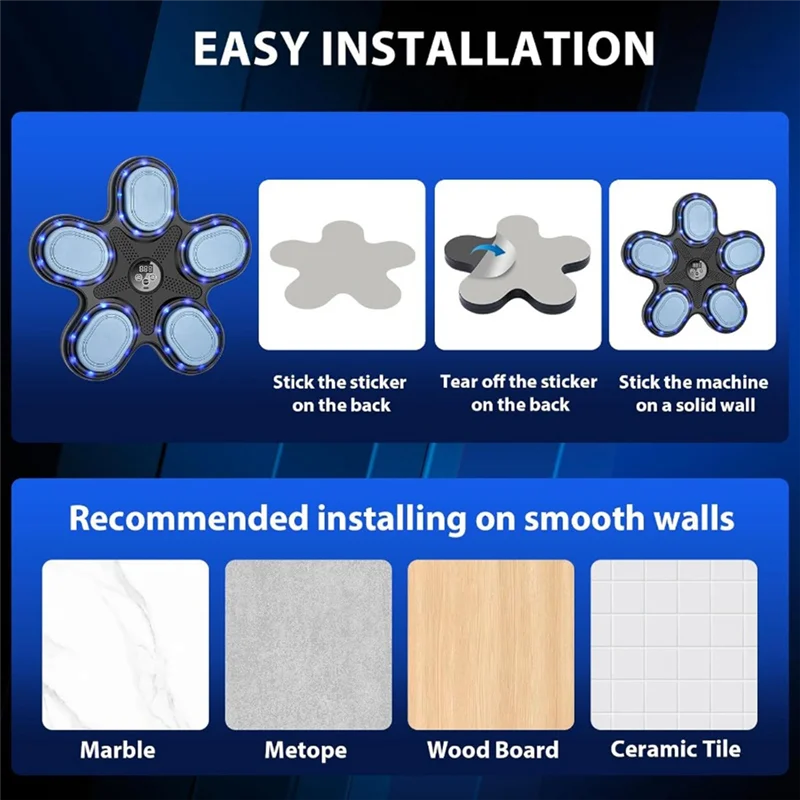 เครื่องออกกำลังกายมวยอัจฉริยะ DELAM-Smart Music สำหรับใช้ในบ้าน พร้อมจอแสดงผล LED แบบติดผนัง สำหรับผู้ใหญ่