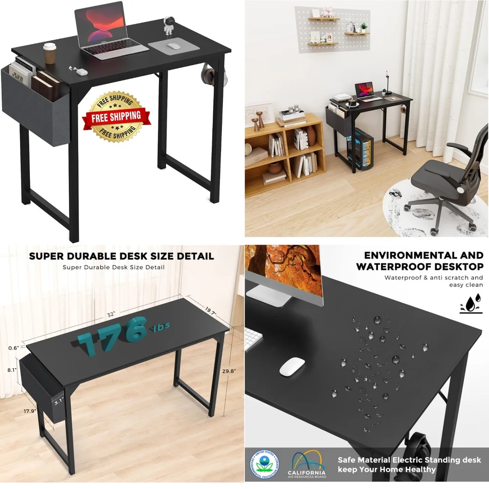 

Computer DesksCompact 32 Inch Modern Desk for Office or Computer Room Space Saving Design Affordable Price