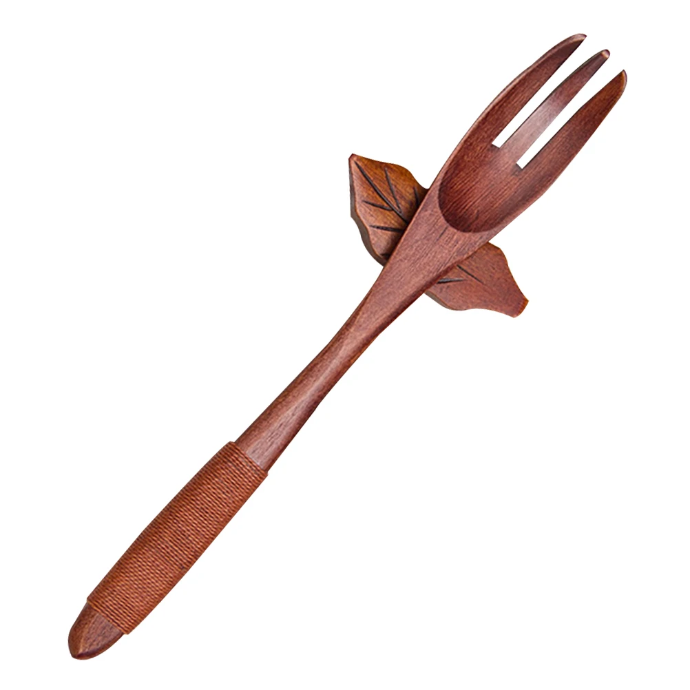 

Solid Wood Fork Pasta Server Eating Utensil Handmade Wooden Kitchen Travel Camping Outdoor Lunch Beautiful Design Easy Clean