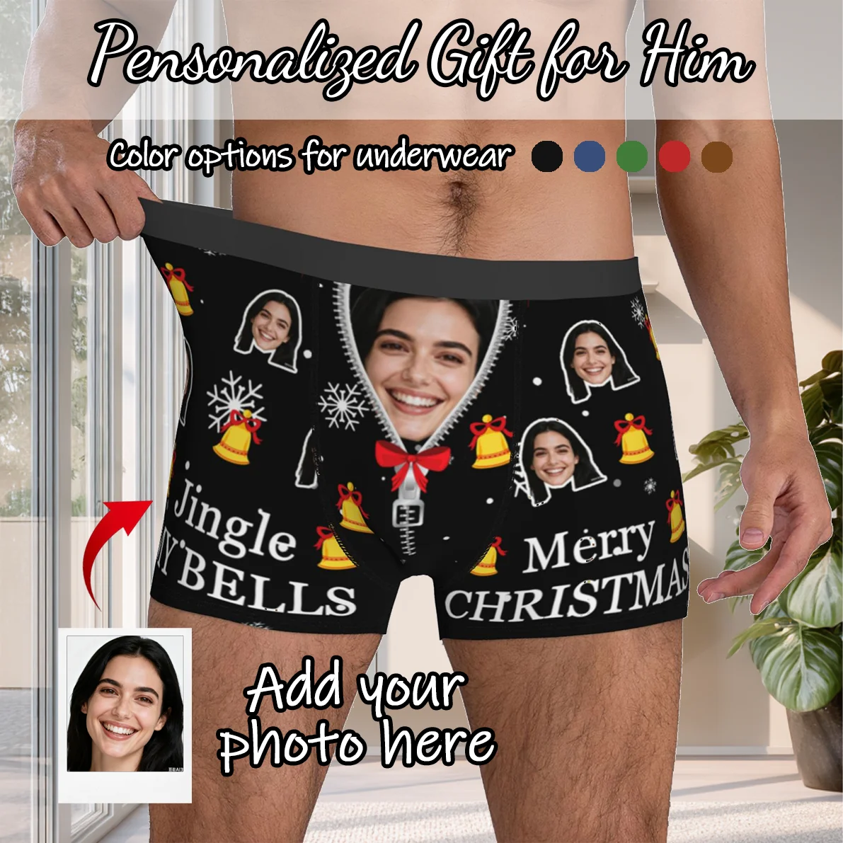 Personalized Face Photo Underwear Custom Boxer Briefs Custom Men Christmas Gift For Husband Anniversary Gift for Dad